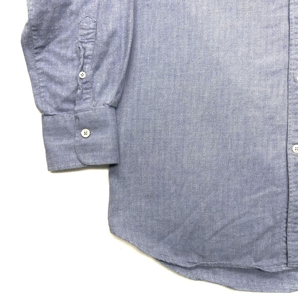 Canali Shirt Mens L Blue Button Down Long Sleeve Made In Italy Dress Cotton - Picture 3 of 12